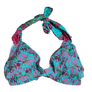 Becca turquoise blue pink green bikini top D
